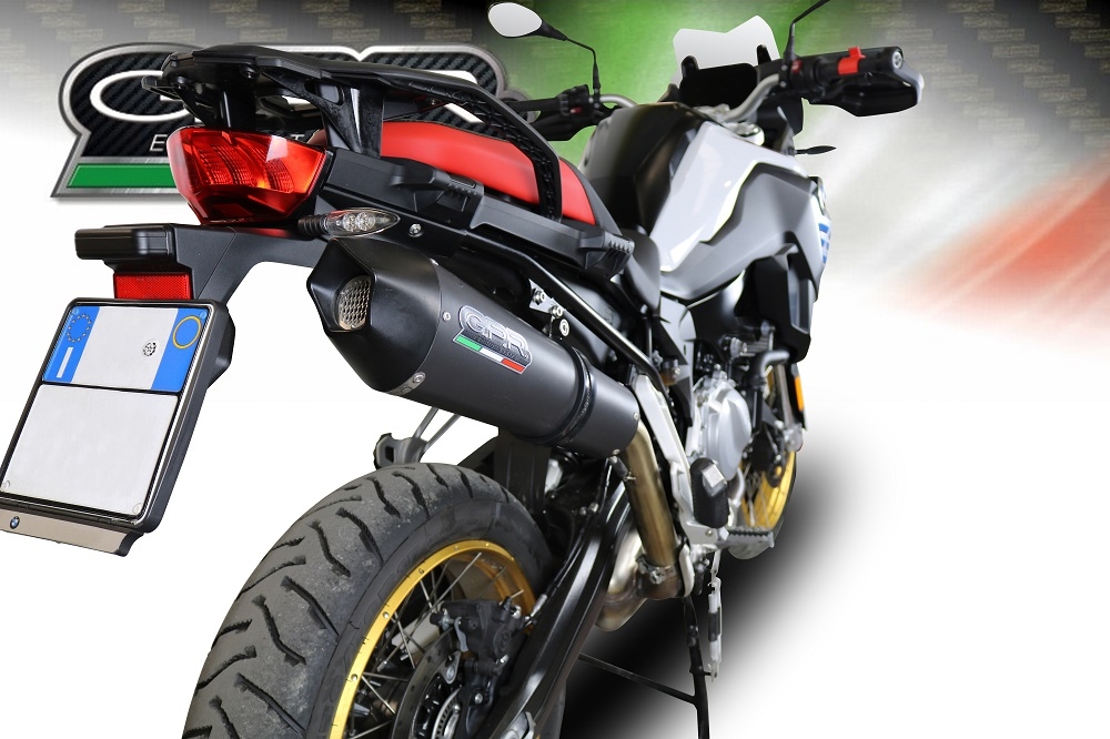 GPR escape compatível com  Bmw F 800 Gs 2024-2025, New Grand Prix Evo Black Titanium, Escape legal, homologado, silenciador com db killer removível e tubo de ligação específico 
