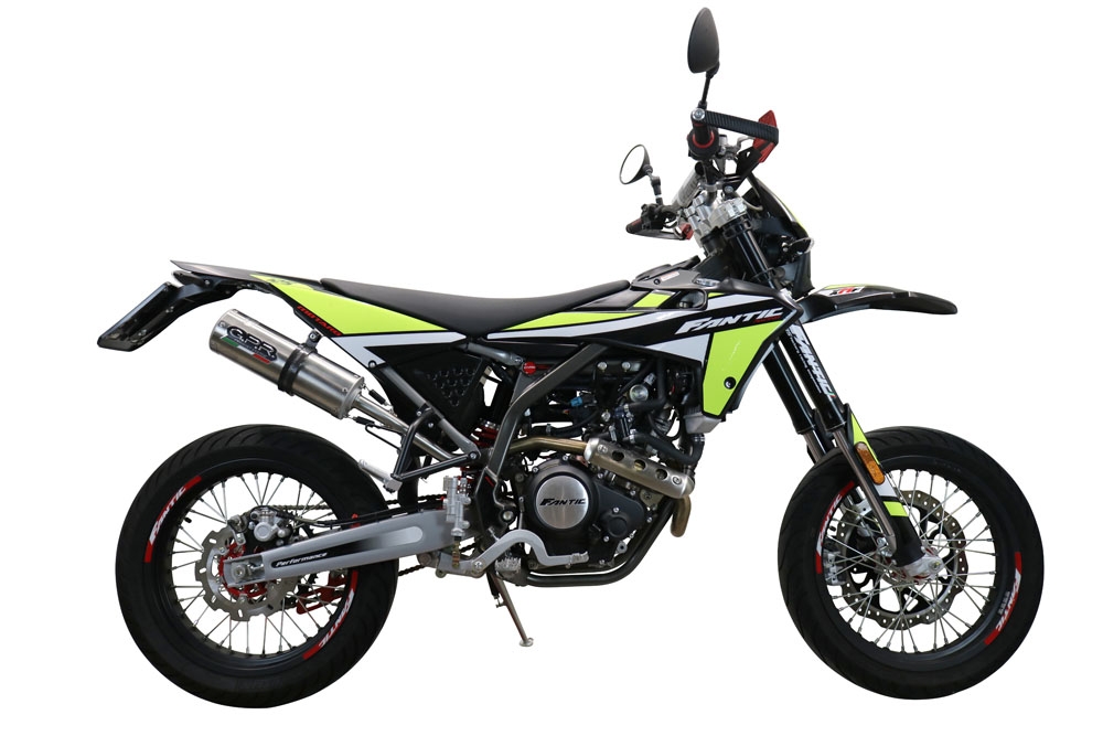 Escape compatível com Fantic Motor XMF 125 2021-2023, M3 Inox , Escape legal, homologado, silenciador com db killer removível e tubo de ligação específico 