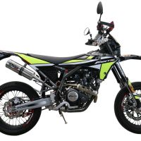 Escape compatível com Fantic Motor XMF 125 2021-2023, M3 Inox , Escape legal, homologado, silenciador com db killer removível e tubo de ligação específico 