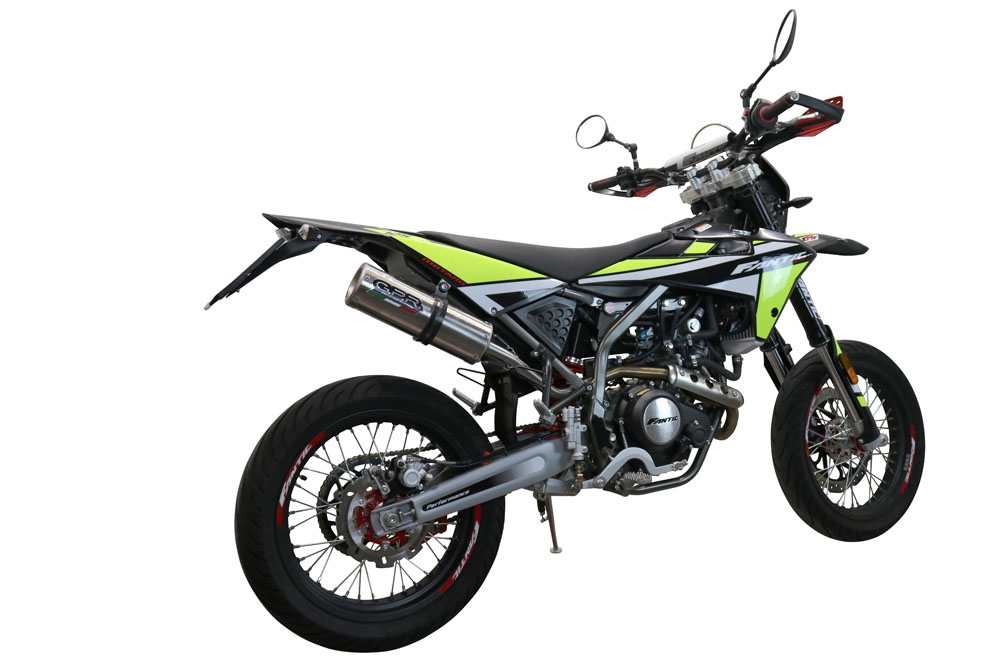 Escape compatível com Fantic Motor XMF 125 2021-2023, M3 Inox , Escape legal, homologado, silenciador com db killer removível e tubo de ligação específico 