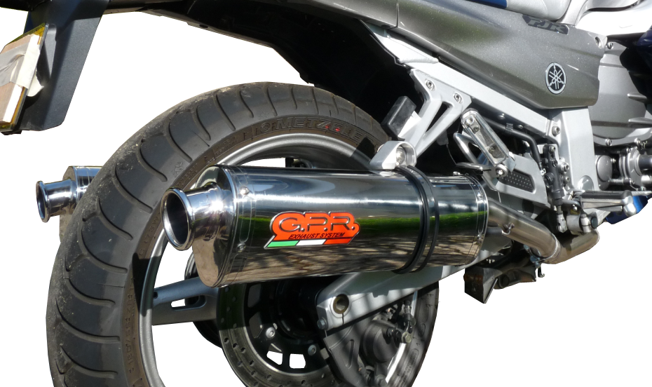 Escape compatível com Yamaha Fjr 1300 2001-2005, Trioval, Par de silenciosos de escape homologadas, com db killer removível e tubos de ligação específicos 