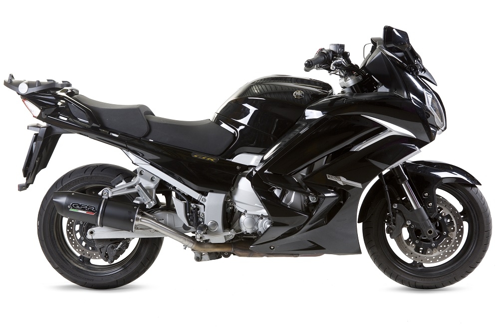 Escape compatível com Yamaha Fjr 1300 2006-2016, Furore Nero, Par de silenciosos de escape homologadas, com db killer removível e tubos de ligação específicos 