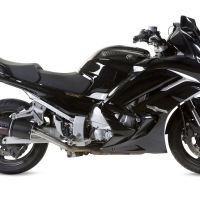 Escape compatível com Yamaha Fjr 1300 2006-2016, Furore Nero, Par de silenciosos de escape homologadas, com db killer removível e tubos de ligação específicos 