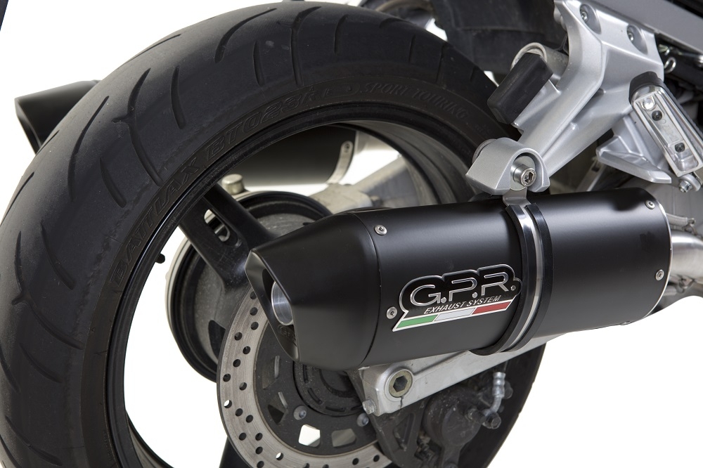 Escape compatível com Yamaha Fjr 1300 2006-2016, Furore Nero, Par de silenciosos de escape homologadas, com db killer removível e tubos de ligação específicos 