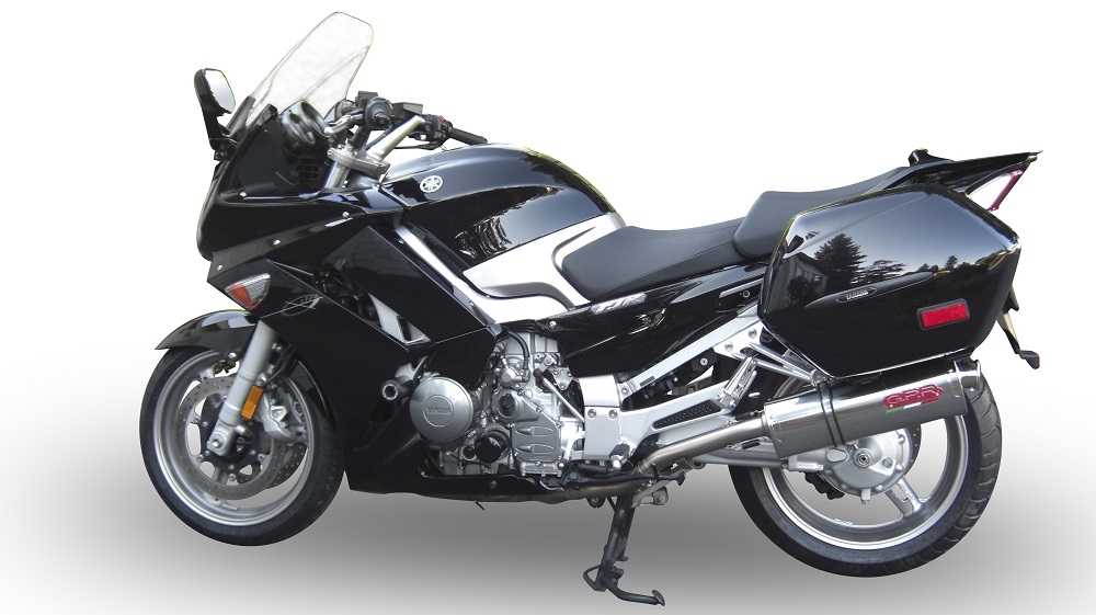 Escape compatível com Yamaha Fjr 1300 2006-2016, Trioval, Par de silenciosos de escape homologadas, com db killer removível e tubos de ligação específicos 