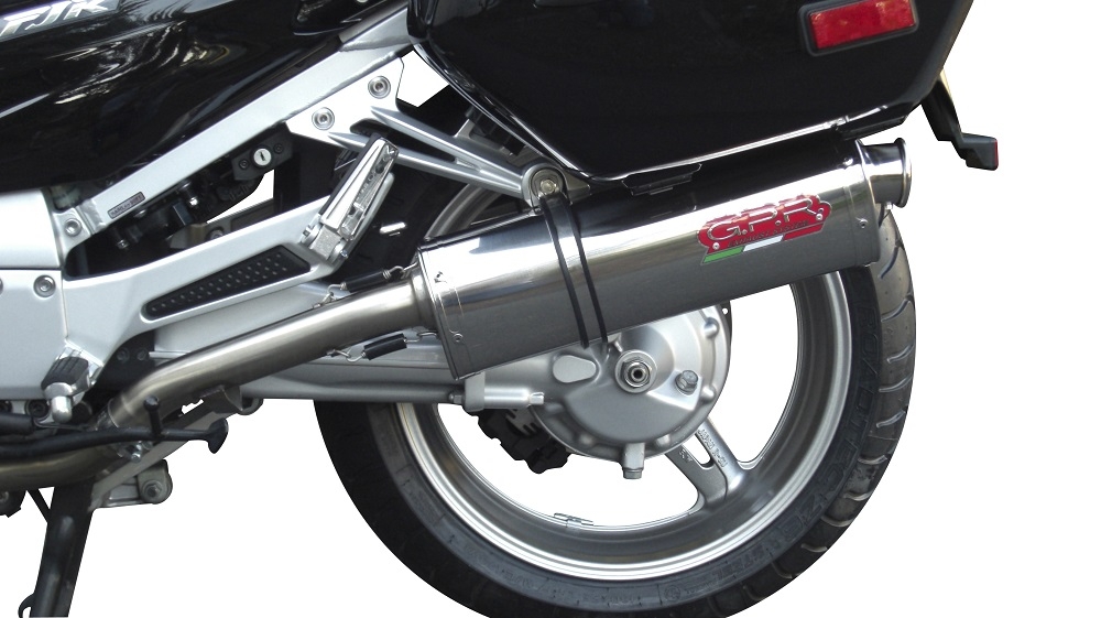 Escape compatível com Yamaha Fjr 1300 2006-2016, Trioval, Par de silenciosos de escape homologadas, com db killer removível e tubos de ligação específicos 