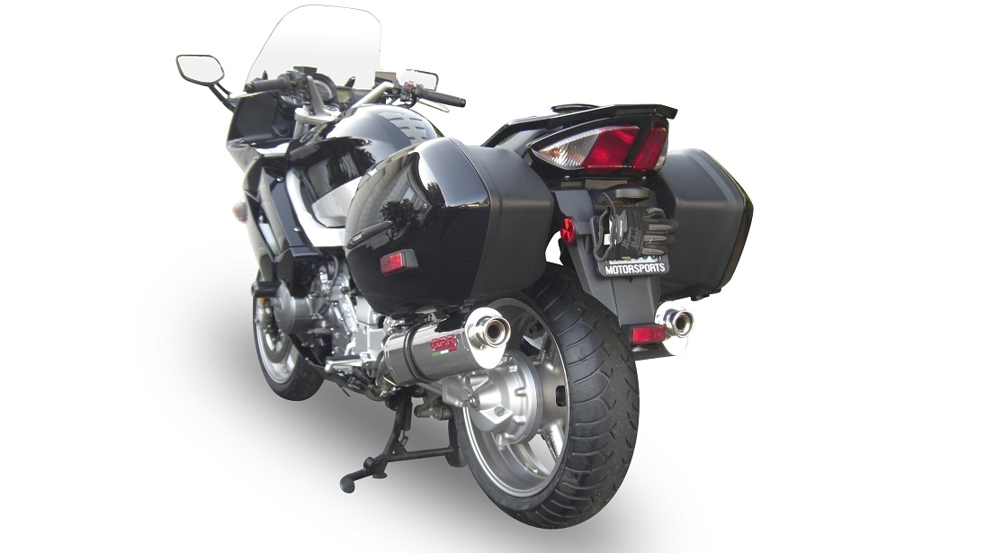 Escape compatível com Yamaha Fjr 1300 2006-2016, Trioval, Par de silenciosos de escape homologadas, com db killer removível e tubos de ligação específicos 