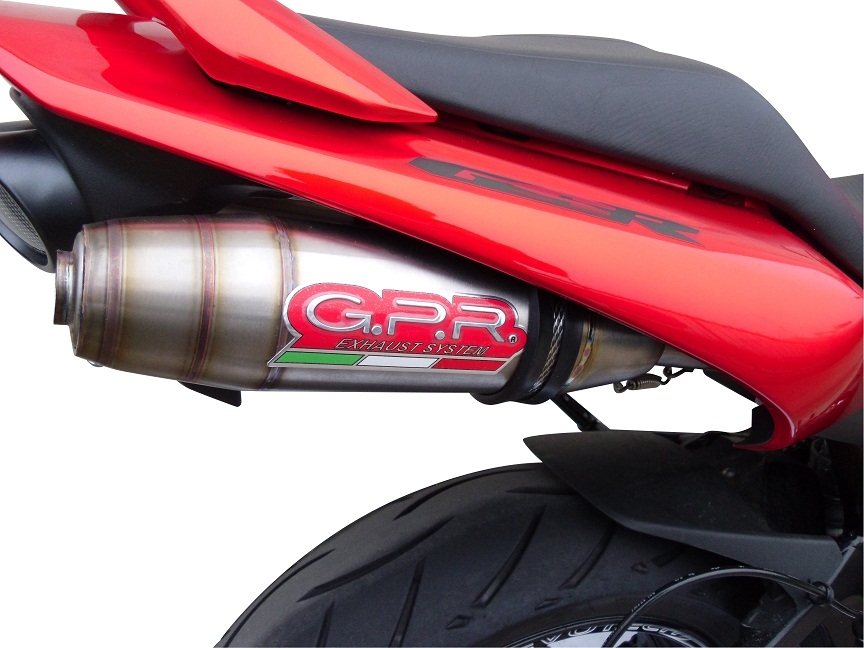 GPR escape compatível com  Suzuki Gsr 600 2006-2011, Deeptone Inox, Par de silenciosos de escape homologadas, com db killer removível e tubos de ligação específicos 