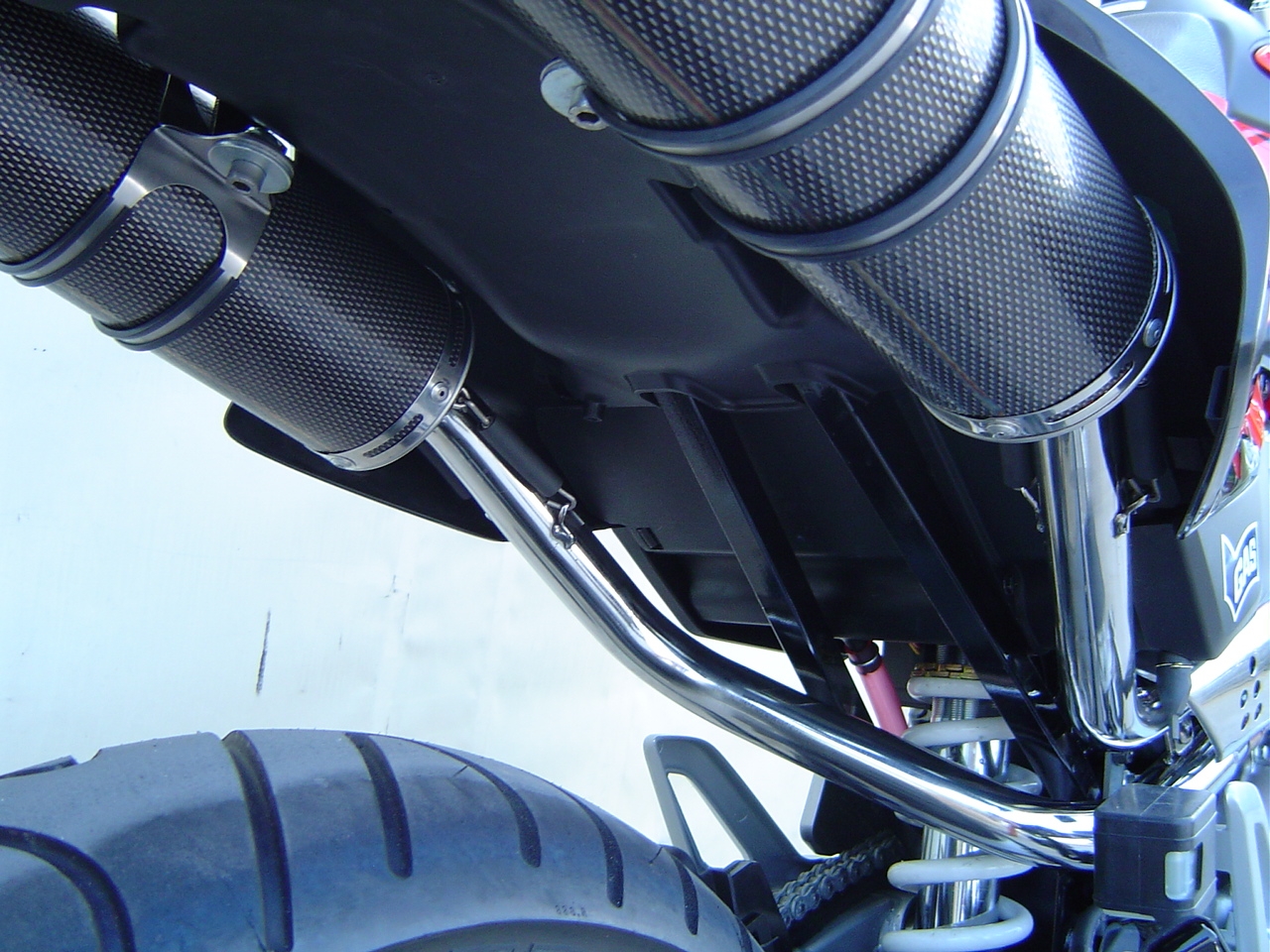 Escape compatível com Honda Fmx 650 2005-2008, Inox Tondo, Par de terminais de exaustão aprovados, com db killer removível, catalisadores e tubo de conexão específico 