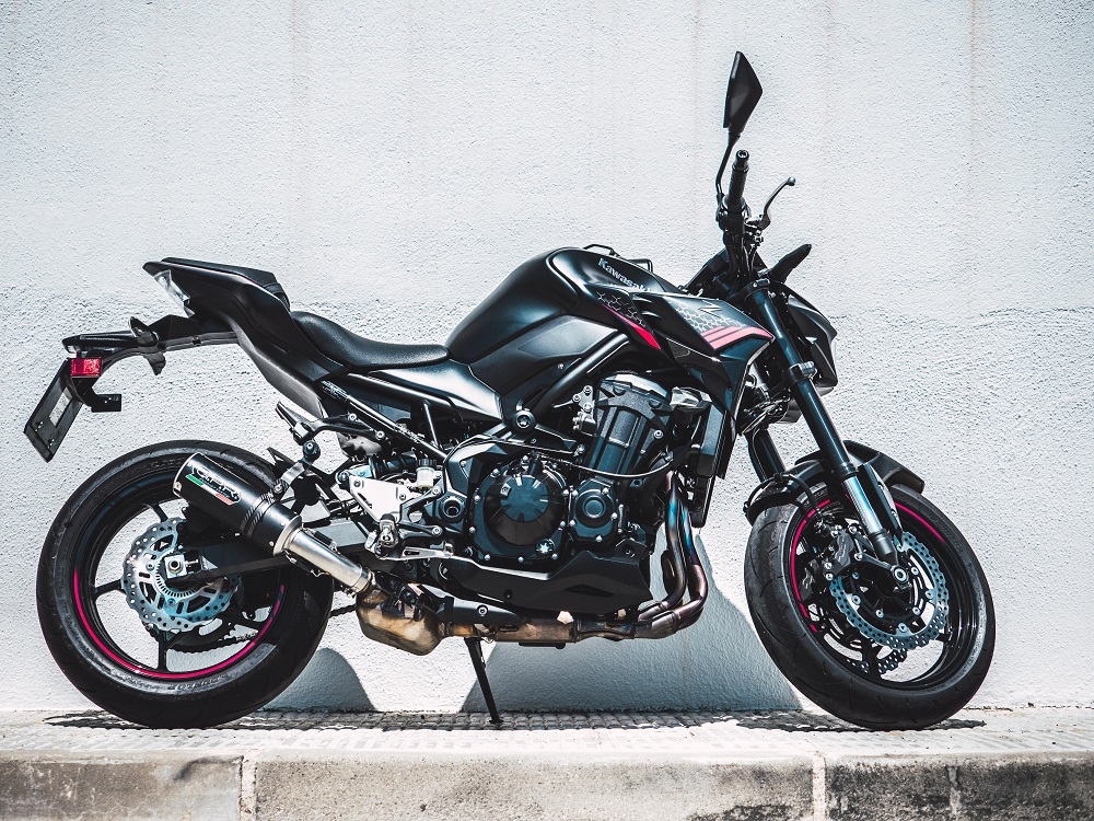 Escape compatível com Kawasaki Z 900 E 2020-2024, M3 Black Titanium, Escape legal, homologado, silenciador com db killer removível e tubo de ligação específico 