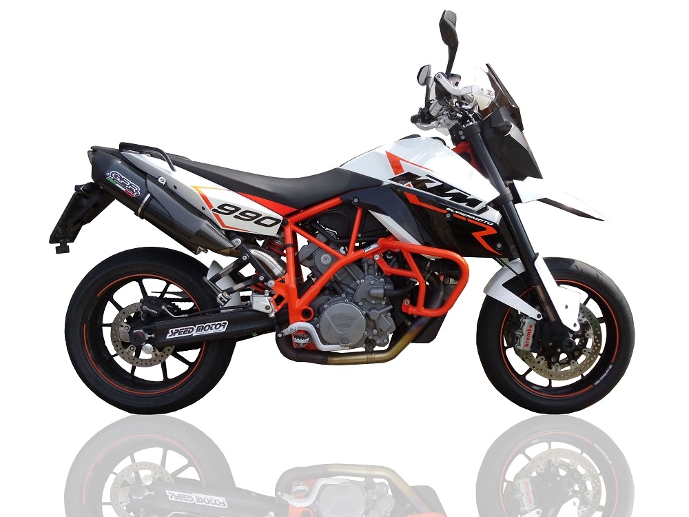 Escape compatível com Ktm Lc8 Smt 990 2008-2014, Furore Nero, Par de silenciadores aprovados com catalisadores, montados com flanges específicos, entregues com db killers removíveis 