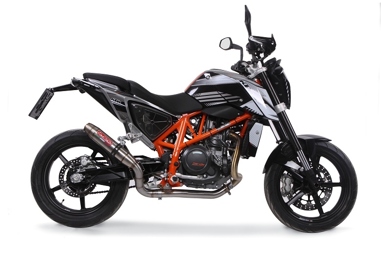 Escape compatível com Ktm Duke 690 2017-2020, Deeptone Inox, Escape legal, homologado, silenciador com db killer removível e tubo de ligação específico 