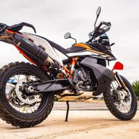 GPR escape compatível com  Ktm Adventure 890 2020-2024, New Grand Prix Evo Black Titanium, Escape legal, homologado, silenciador com db killer removível e tubo de ligação específico 