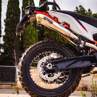 Escape compatível com Ktm Duke 890 2021-2024, Deeptone Inox, Sistema racing Silencioso com tubo de ligação 