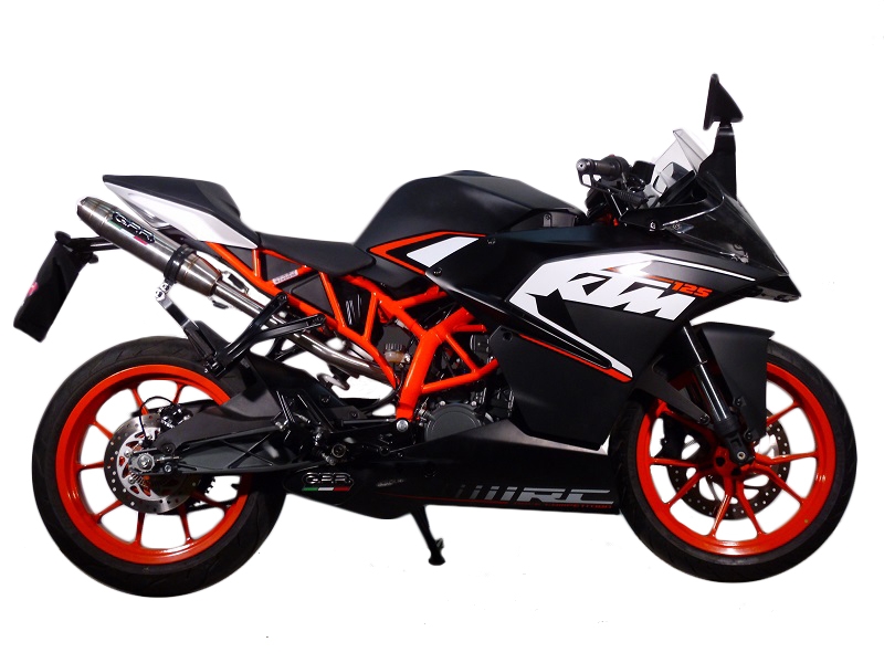 Escape compatível com Ktm Rc 125 2014-2016, Deeptone Inox, Escape legal, homologado, silenciador com db killer removível e tubo de ligação específico 