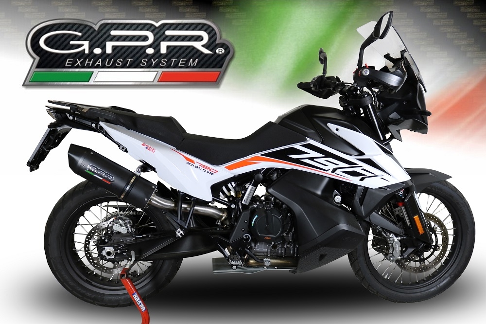 Escape compatível com Ktm Adventure 790 2021-2024, Furore Evo4 Nero, Escape legal, homologado, silenciador com db killer removível e tubo de ligação específico 