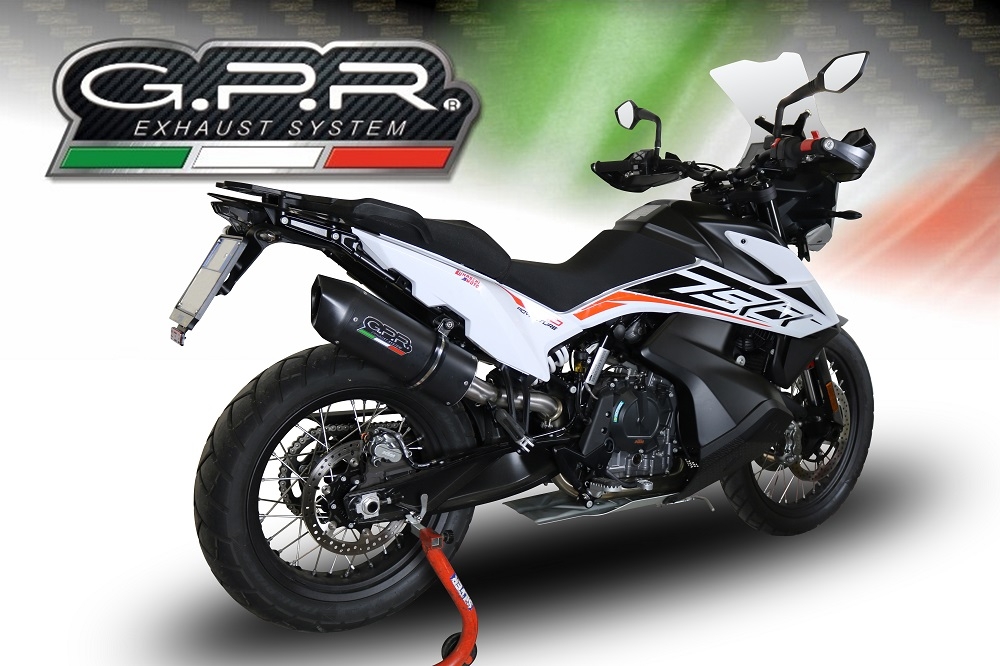 Escape compatível com Ktm Adventure 790 2021-2024, Furore Evo4 Nero, Escape legal, homologado, silenciador com db killer removível e tubo de ligação específico 