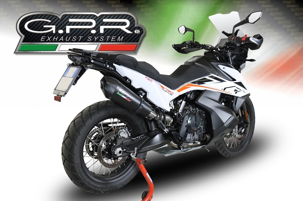 GPR escape compatível com  Ktm Adventure 790 2018-2020, New Grand Prix Evo Black Titanium, Escape legal, homologado, silenciador com db killer removível e tubo de ligação específico 
