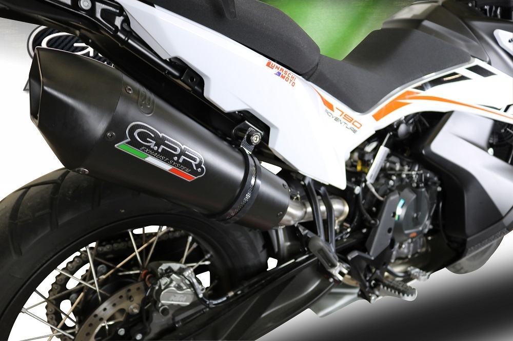 GPR escape compatível com  Ktm Adventure 790 2018-2020, New Grand Prix Evo Black Titanium, Escape legal, homologado, silenciador com db killer removível e tubo de ligação específico 