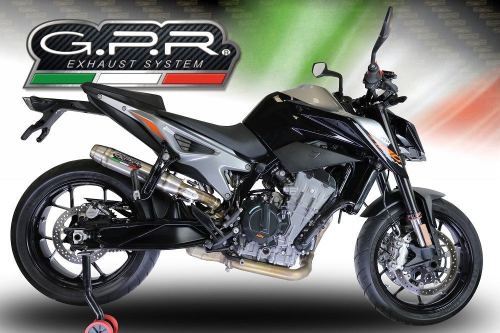 Escape compatível com Ktm Duke 790 2021-2024, Deeptone Inox, Escape legal, homologado, silenciador com db killer removível e tubo de ligação específico 