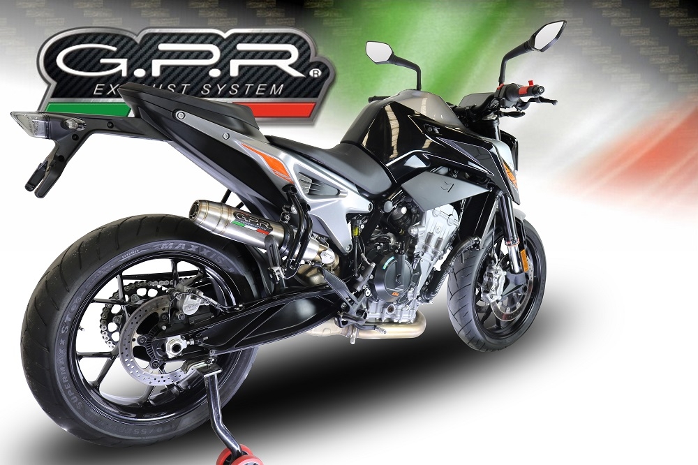 Escape compatível com Ktm Duke 790 2021-2024, Deeptone Inox, Escape legal, homologado, silenciador com db killer removível e tubo de ligação específico 