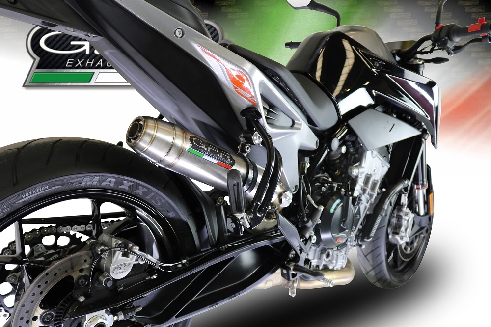 Escape compatível com Ktm Duke 790 2021-2024, Deeptone Inox, Escape legal, homologado, silenciador com db killer removível e tubo de ligação específico 