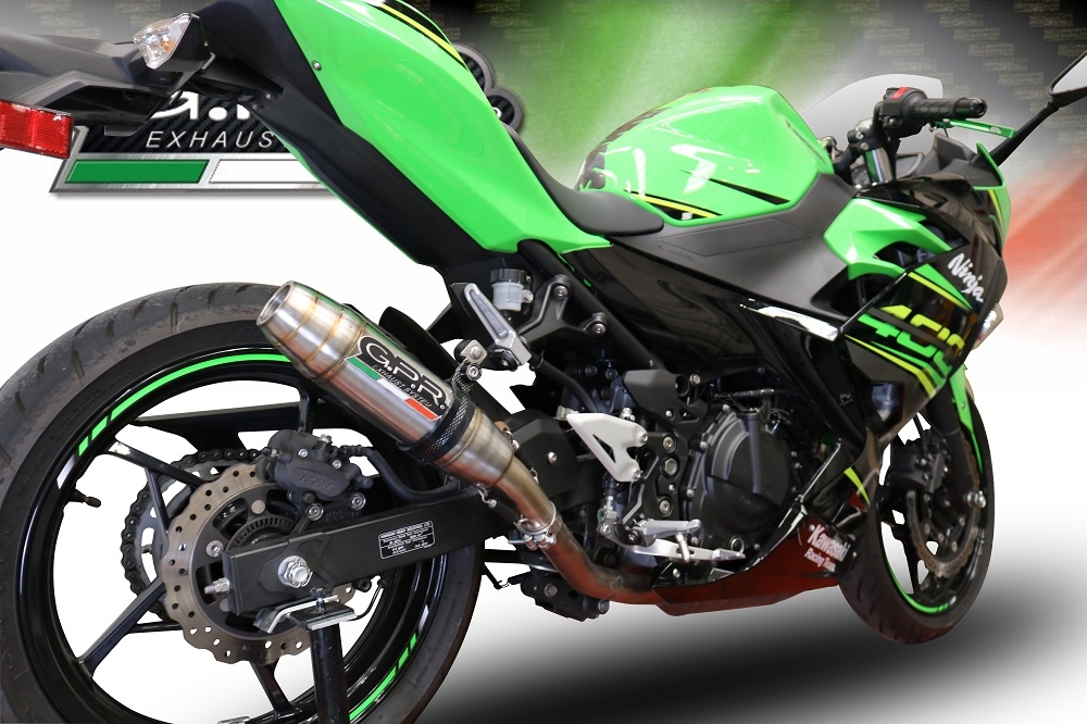 Escape compatível com Kawasaki Ninja 400 2018-2022, Deeptone Inox, Escape Racing, linha completa, fornecido com coletor específico, artigo sem homologação 