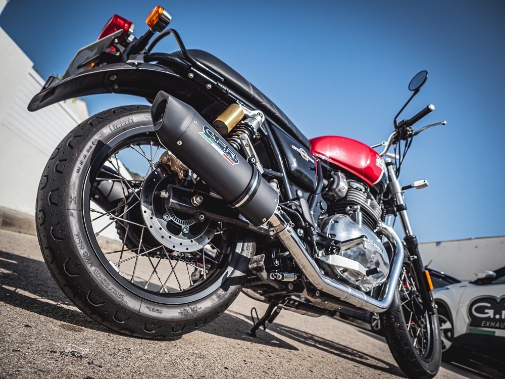 Escape compatível com Royal Enfield Interceptor 650 2021-2025, Furore Evo4 Nero, Par de terminais de exaustão aprovados, com db killer removível, catalisadores e tubo de conexão específico 
