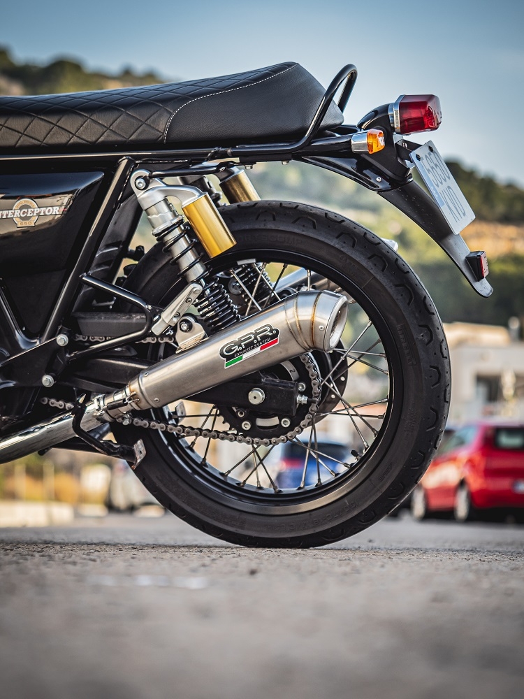Escape compatível com Royal Enfield Interceptor 650 2021-2024, Powercone Evo, Par de terminais de exaustão aprovados, com db killer removível, catalisadores e tubo de conexão específico 