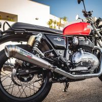 Escape compatível com Royal Enfield Interceptor 650 2021-2024, Powercone Evo, Par de terminais de exaustão aprovados, com db killer removível, catalisadores e tubo de conexão específico 