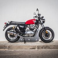 Escape compatível com Royal Enfield Interceptor 650 2019-2020, Satinox, Par de terminais de exaustão aprovados, com db killer removível, catalisadores e tubo de conexão específico 