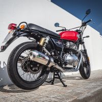 Escape compatível com Royal Enfield Interceptor 650 2019-2020, Satinox, Par de terminais de exaustão aprovados, com db killer removível, catalisadores e tubo de conexão específico 