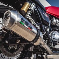 Escape compatível com Royal Enfield Interceptor 650 2019-2020, Satinox, Par de terminais de exaustão aprovados, com db killer removível, catalisadores e tubo de conexão específico 