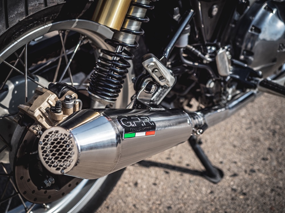 Escape compatível com Royal Enfield Interceptor 650 2019-2020, Ultracone, Par de terminais de exaustão aprovados, com db killer removível, catalisadores e tubo de conexão específico 