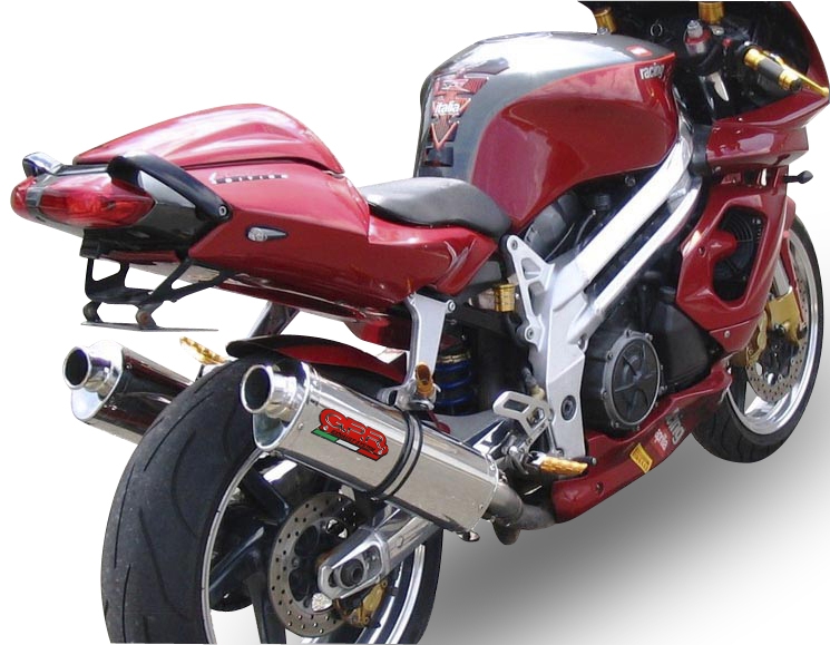 Escape compatível com Aprilia Tuono R 1000 Factory 2006-2010, Trioval, Par de silenciosos de escape homologadas, com db killer removível e tubos de ligação específicos 