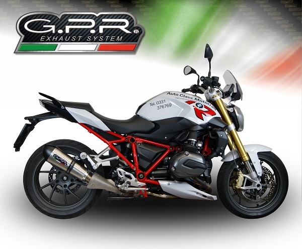 GPR escape compatível com  Bmw R 1200 R 2015 Lc 2015-2016, New Grand Prix Evo Titanium, Escape legal, homologado, silenciador com db killer removível e tubo de ligação específico 