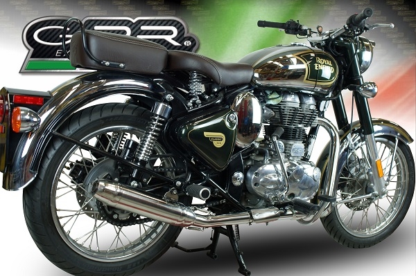 Escape compatível com Royal Enfield Classic - Bullet Efi 500 2017-2020, Deeptone Inox, Escape legal, aprovado, com db killer removível, tubo de conexão e conversor catalítico 