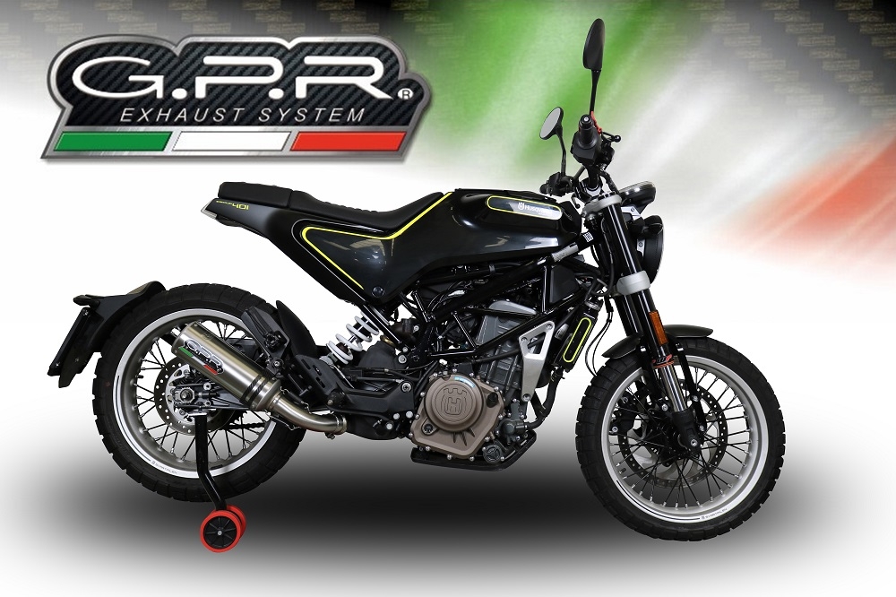Escape compatível com Husqvarna Svartpilen 401 2018-2019, M3 Titanium Natural, Escape legal, homologado, silenciador com db killer removível e tubo de ligação específico 