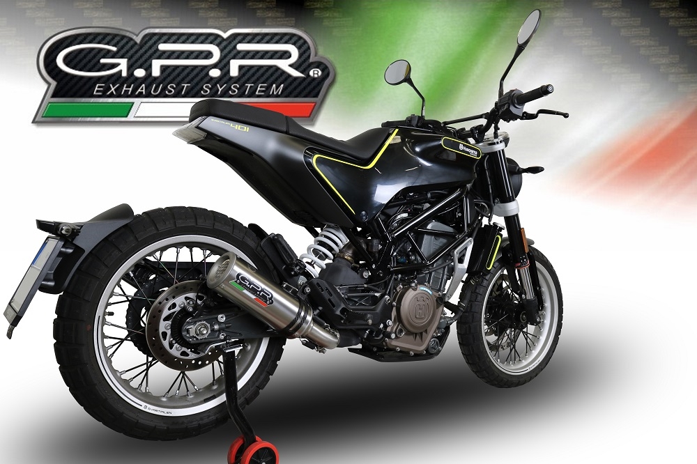 Escape compatível com Husqvarna Svartpilen 401 2018-2019, M3 Titanium Natural, Escape legal, homologado, silenciador com db killer removível e tubo de ligação específico 