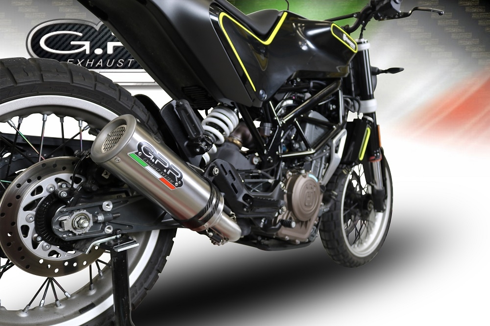 Escape compatível com Husqvarna Svartpilen 401 2018-2019, M3 Titanium Natural, Escape legal, homologado, silenciador com db killer removível e tubo de ligação específico 