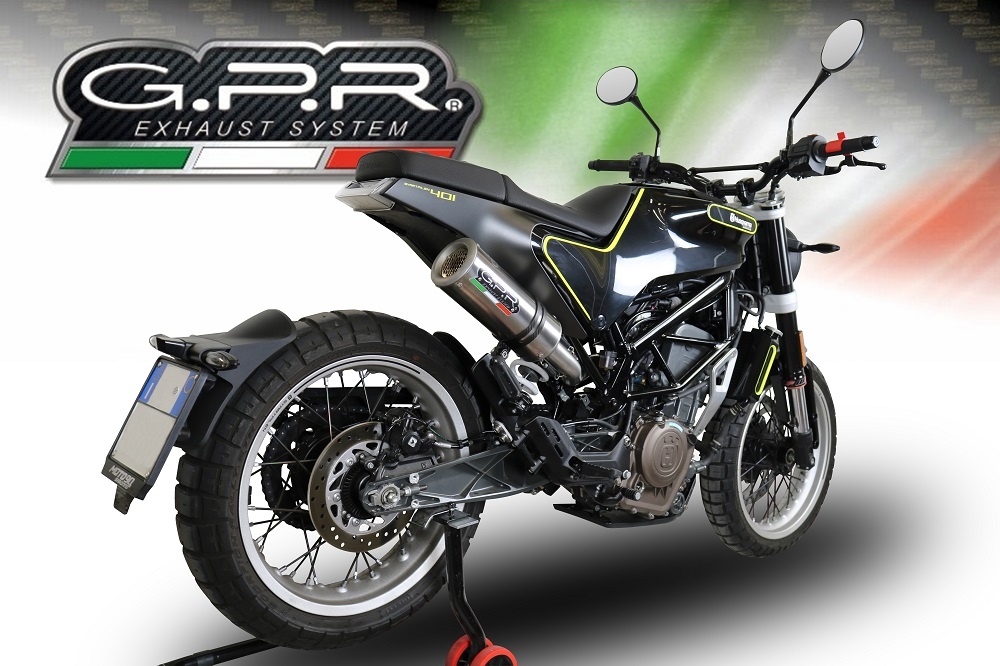 Escape compatível com Husqvarna Svartpilen 401 2018-2019, M3 Titanium Natural, Escape homologado semi-completo com db killer removível e com catalisador 