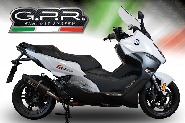 Escape compatível com Bmw C 650 Sport 2016-2020, Furore Evo4 Nero, Escape legal, homologado, silenciador com db killer removível e tubo de ligação específico 
