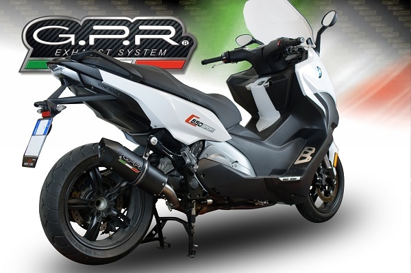 Escape compatível com Bmw C 650 Sport 2016-2020, Furore Evo4 Nero, Escape legal, homologado, silenciador com db killer removível e tubo de ligação específico 