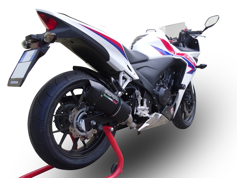 Escape compatível com Honda Cbr 500 R 2012-2016, Furore Nero, Sistema racing Silencioso com tubo de ligação 