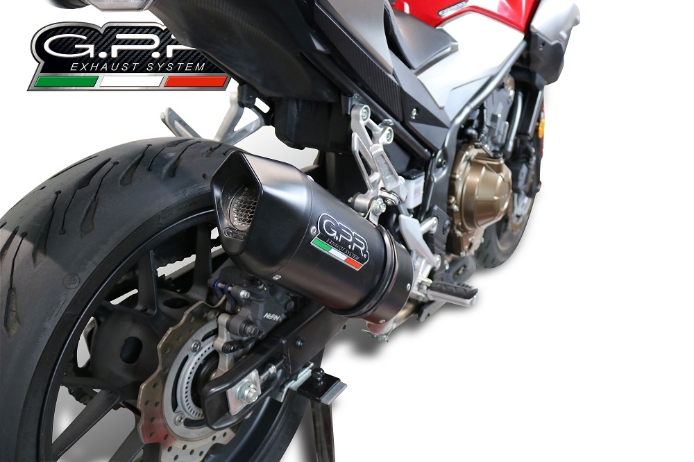 GPR escape compatível com  Honda Cb 500 F 2019-2020, Furore Evo4 Nero, Escape legal, homologado, silenciador com db killer removível e tubo de ligação específico 