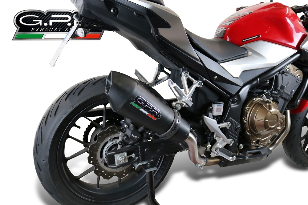 Escape compatível com Honda Cb 500 X 2019-2025, GP Evo4 Black Titanium, Escape legal, homologado, silenciador com db killer removível e tubo de ligação específico 