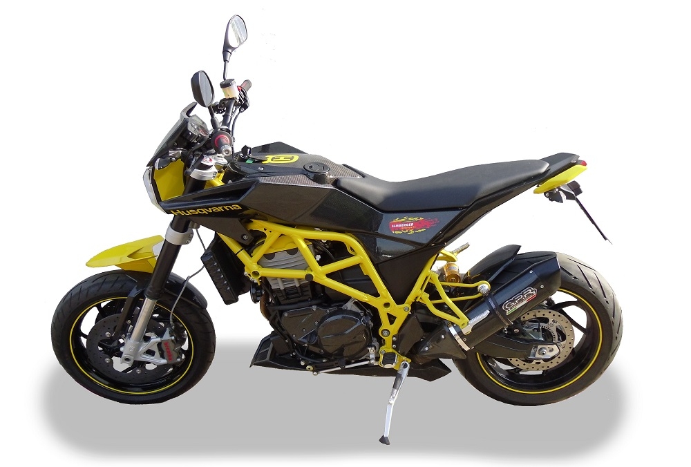 GPR escape compatível com  Husqvarna Nuda 900 - Nuda 900 R 2012-2013, Furore Nero, Escape legal, homologado, silenciador com db killer removível e tubo de ligação específico 