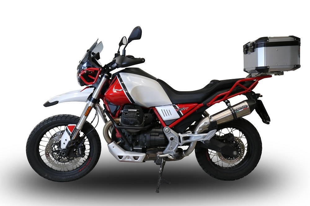 GPR escape compatível com  Moto Guzzi V85 TT 2021-2024, New Grand Prix Evo Titanium, Sistema racing Silencioso com tubo de ligação 