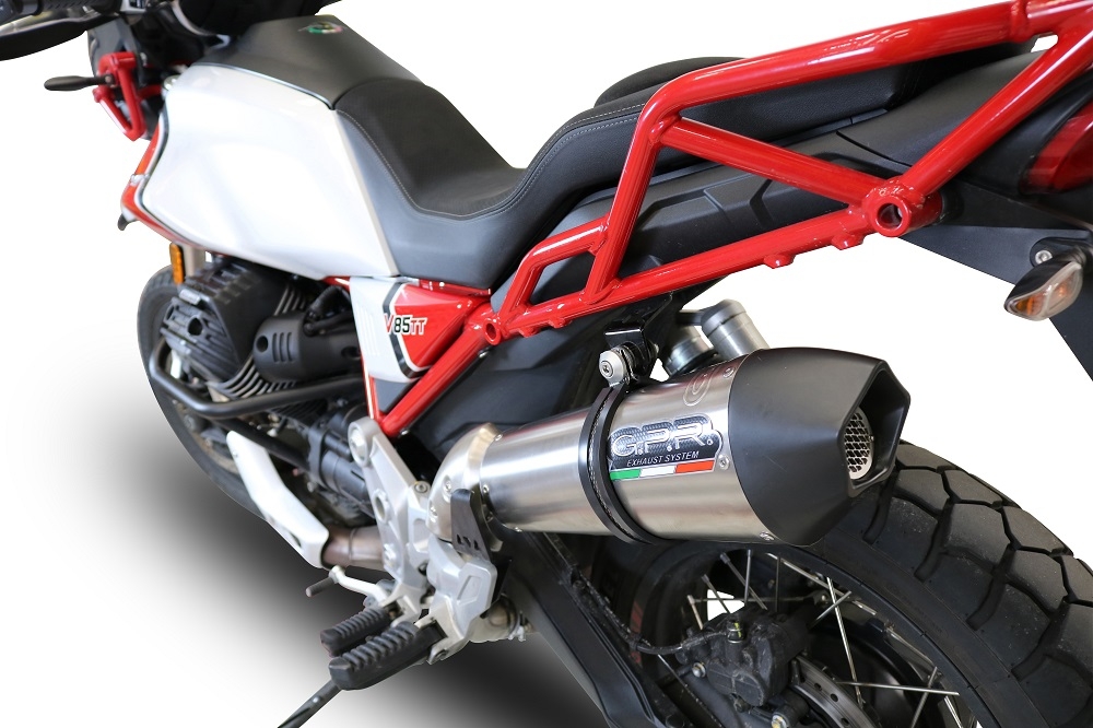 GPR escape compatível com  Moto Guzzi V85 TT 2021-2024, New Grand Prix Evo Titanium, Sistema racing Silencioso com tubo de ligação 