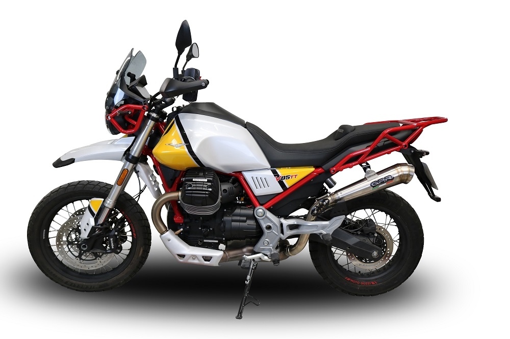 Escape compatível com Moto Guzzi V85 TT 2021-2024, Powercone Evo, Escape legal, homologado, silenciador com db killer removível e tubo de ligação específico 